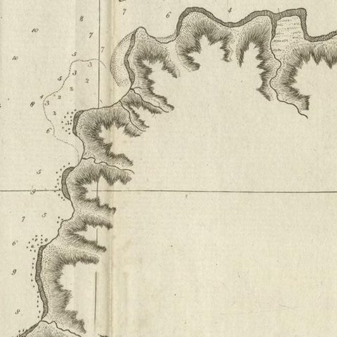 Antique Map of the Harbour of Samganoodha by Cook, c.1781, close-up 2