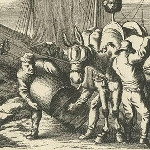 Antique Untitled Harbour View (III) by J. Wolff 'circa 1730', close-up 1