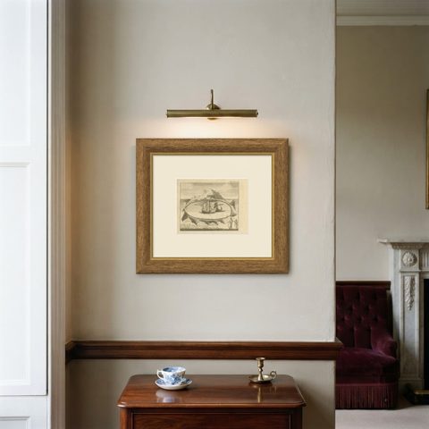 Solor Island View, Indonesian Harbor Engraving, French Voyage Plate c.1700, shown framed on a wall
