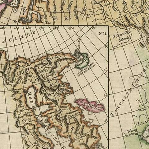 Map of North and East coast of Asia with Japan & inset maps of Kamchatka, c1750, close-up 3