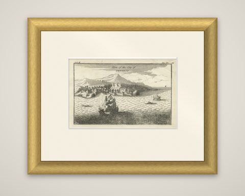 Antique St Eustatius Caribbean View, Ships Harbor, Tournefort 1717, shown framed
