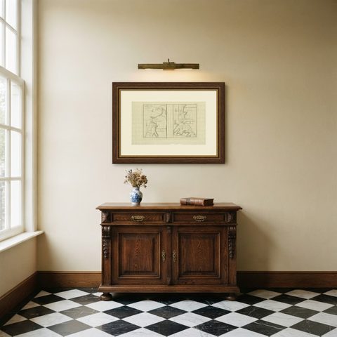 Antique Map of the Harbors of Matavai by Cook, 1803, shown framed in a room
