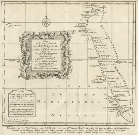Dutch Antique Map of the West Coast of Africa, to the Cape of Good Hope, 1747, close-up 1