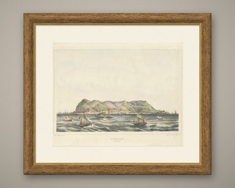 Antique Print of the North Coast of Gibraltar by F. Appel 'c.1890', shown framed