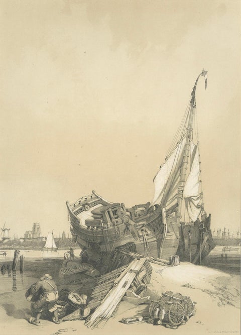 Rotterdam from the Ferry, Stanfield Sketches, Boys after Stanfield, 1833, close-up 1