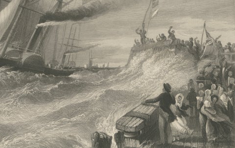 Prince Albert Landing at Dover, Royal Maritime Engraving, c.1840, close-up 6