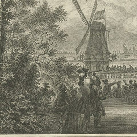Antique Print of the Sailing Tour on the IJ River , Amsterdam, 1768, close-up 2