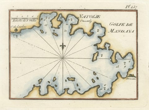 Golfe de Mandaya Sea Chart by Joseph Roux, Ottoman Turkey, c.1764, close-up 1