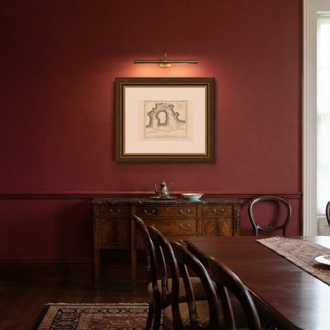 Antique Map of the Harbour of Taloo by J. Cook, 1803, shown framed in a room