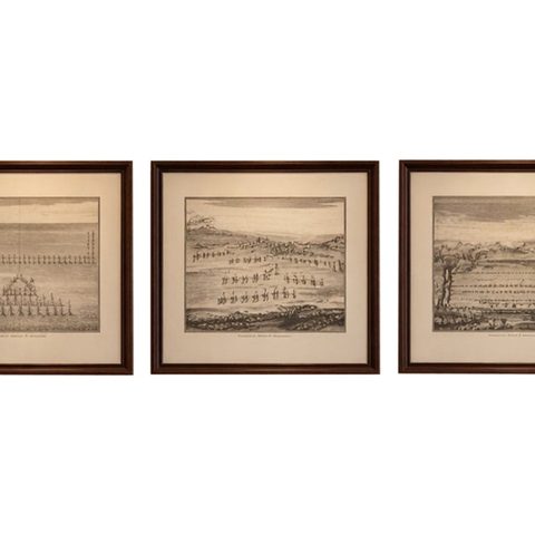 Classical Warfare & Naval Battles, Set of 5 Antique Engravings, France c.1720, close-up 1