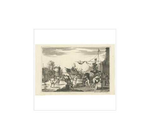 Antique Untitled Harbour View (ii) by J. Wolff, circa 1730, view 4