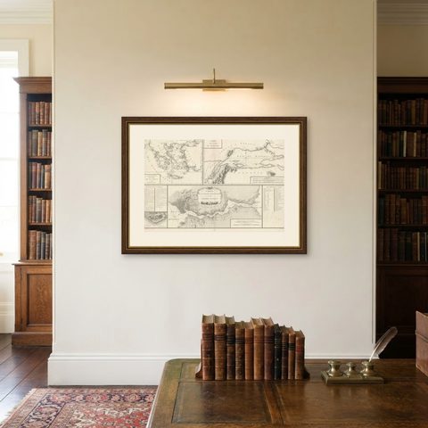 Map of Constantinople, Bosphorus, the Coasts of Greece and the Archipelago, 1785, shown framed on a wall