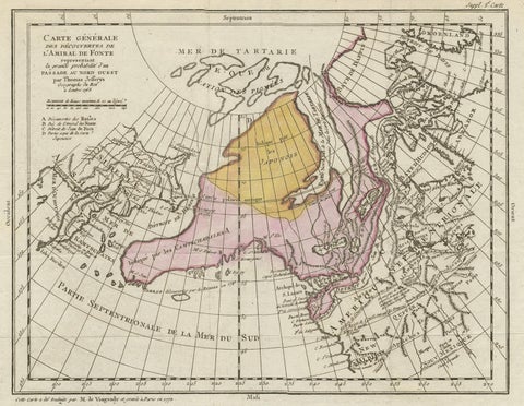 Interesting Old Map of the Nw Coast of America and the Ne Coast of Asia, ca.1772, close-up 1