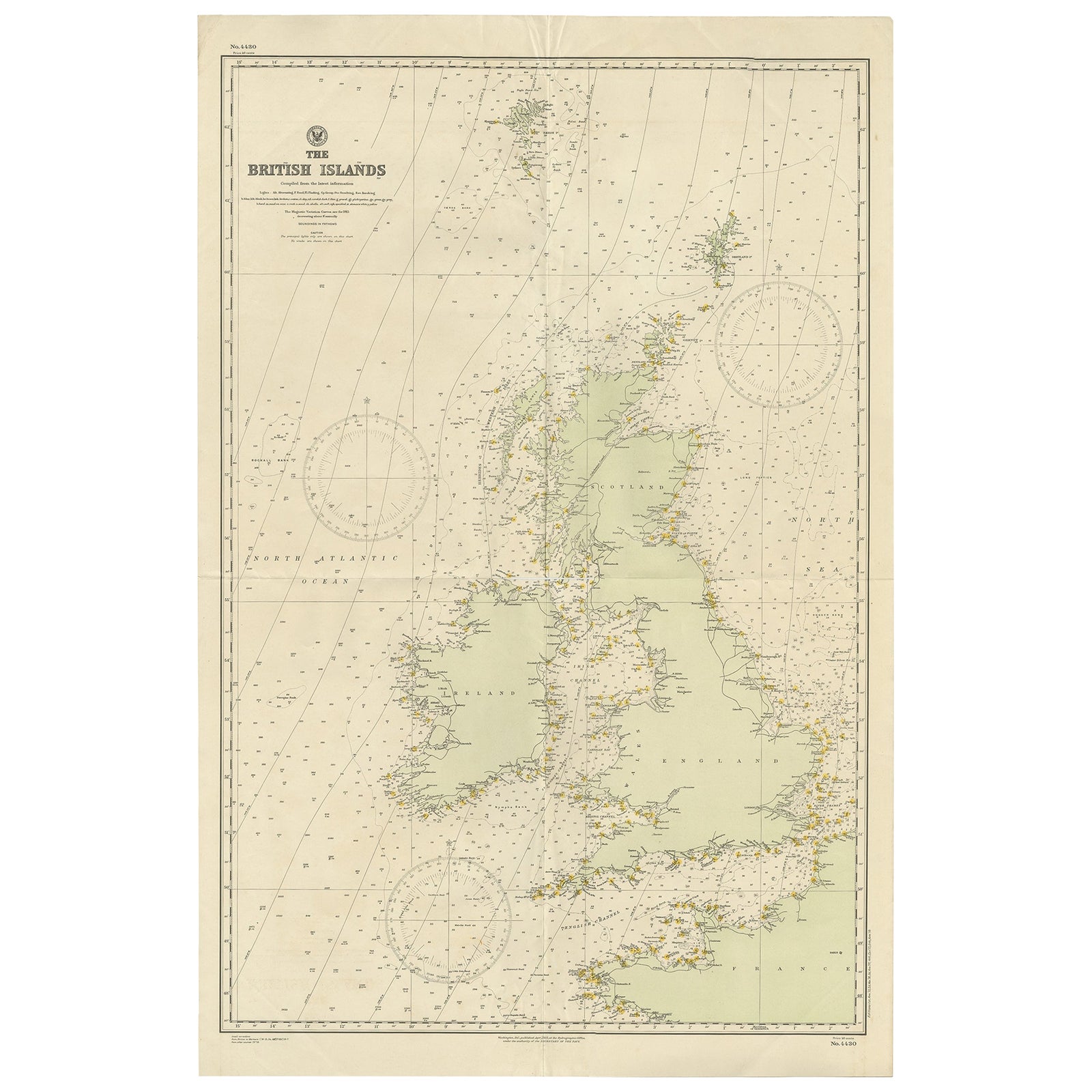 Large Sea Chart of the British Islands, 1918