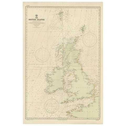 Large Sea Chart of the British Islands, 1918