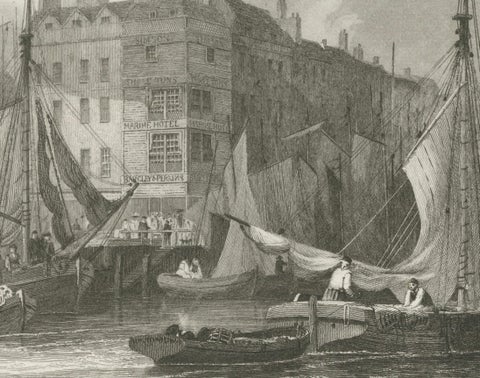 Billingsgate Market in the 1830s: A Hub of London's Maritime Commerce, 1835, close-up 1