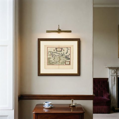 Blaeu Venezuela Map, Decorative Caribbean & Nueva Andalusia Chart 1642, shown framed on a wall