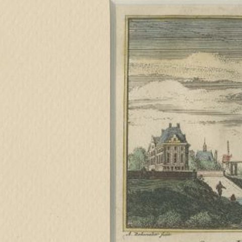 Antique Print of a Harbor Near the Amstel River in Amsterdam, c.1730, close-up 1