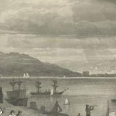 Antique Maritime Print with Various Vessels, circa 1860, close-up 2