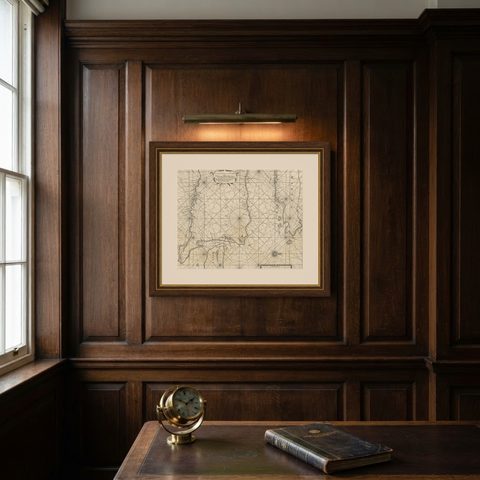 Rare Old English Sea Chart of Part of Indonesia with Java, Madura and Bali, 1711, shown framed on a wall