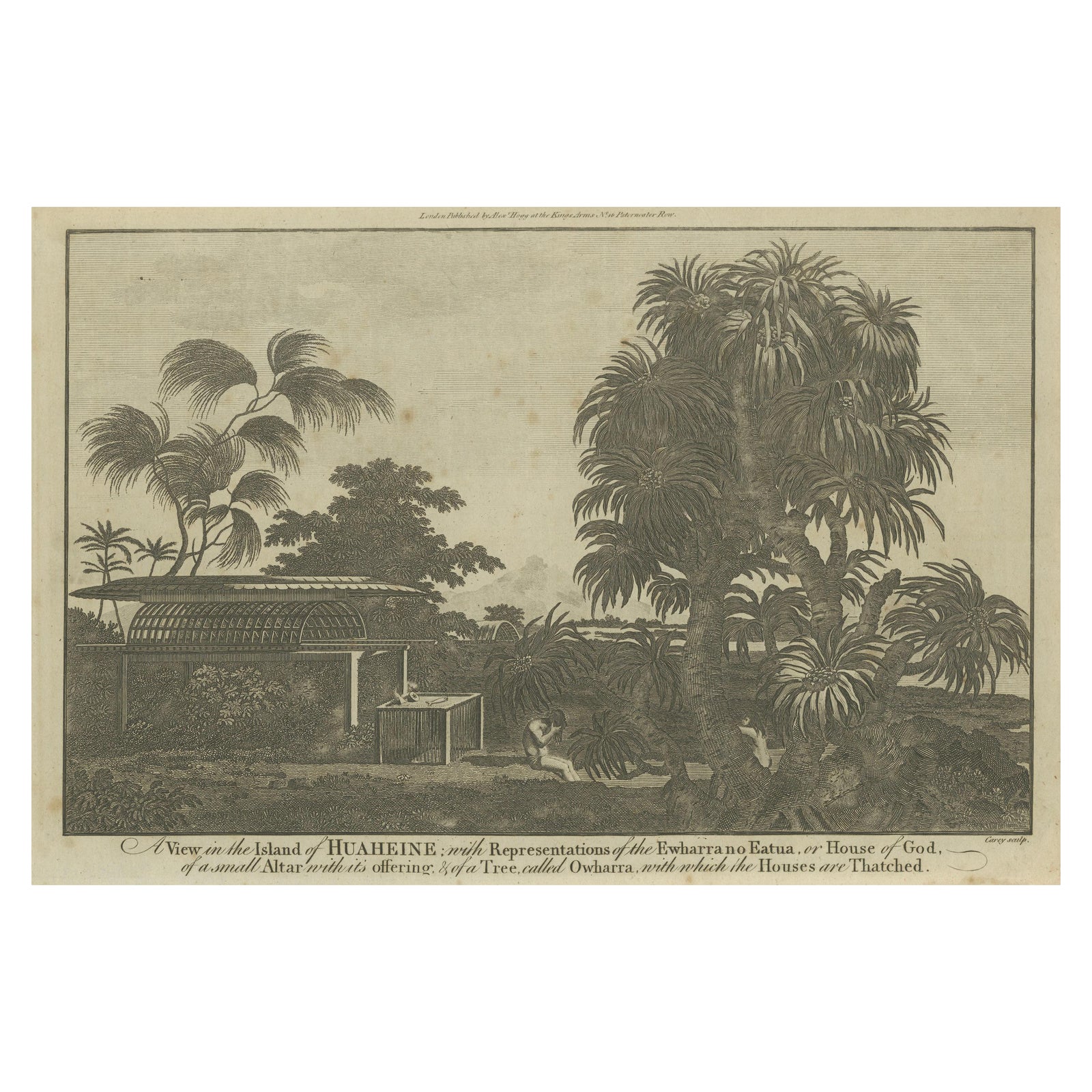 A View of the Ewharrano Eatua, or House of God, in Huahine from Cook's Voyages