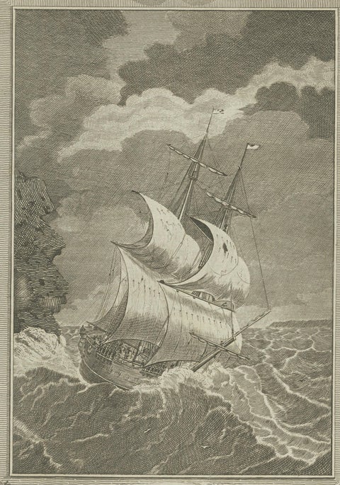 Cavendish’s Ship Desire in Storm near the Strait of Magellan, 18th Century, close-up 2