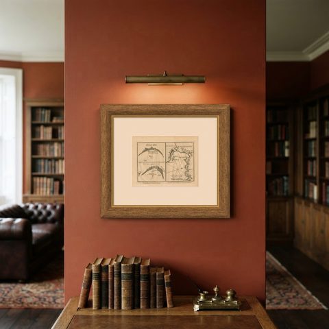 Antique Map of St. Jago, St Mayo and Praya Harbour, Mauritania, Africa, c.1750, shown framed on a wall