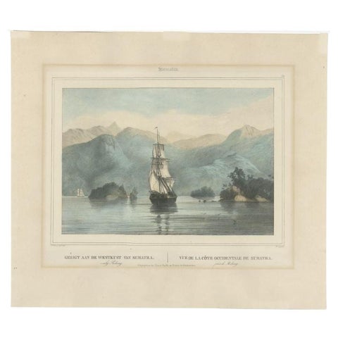 Antique Print of a Ship Near the Coast of Sumatra, Indonesia, c.1845, view 2