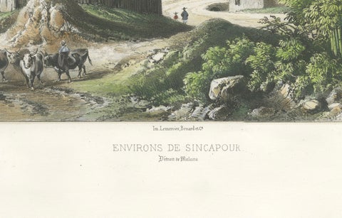 Singapore Environs View, French Exploration Lithograph, La Bonite Voyage, 1845, close-up 4