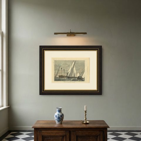Royal Victoria Yacht Club, London News, 1877, shown framed on a wall