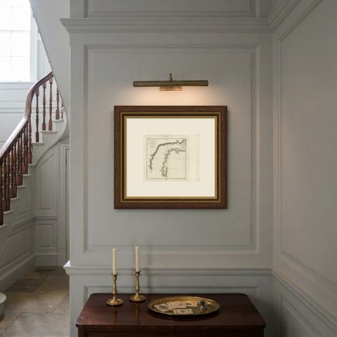 Antique Map of the Harbour of Samganoodha by Cook, c.1781, shown framed on a wall