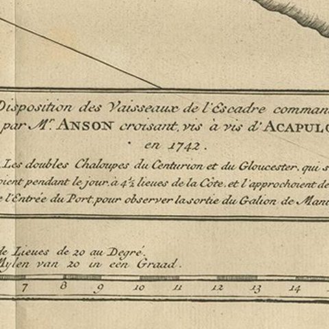 Antique Map of the Coast of Acapulco by Anson, 1749, close-up 1