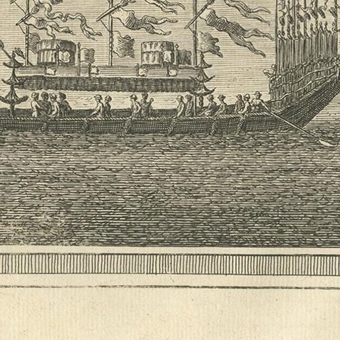 Antique Print of Chinese Vessels, 1748, close-up 1