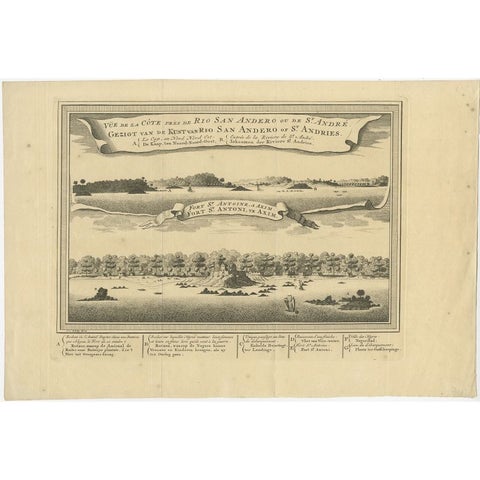Antique Print of a Fort on the Ivory Coast and Axim, Africa, 1748, view 2
