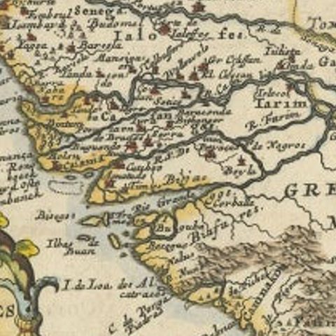 Antique Map of the West African Coast and the Cape Verde Islands, c.1680, close-up 1