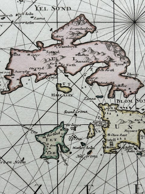 Shetland Islands Sea Chart, Antique Nautical Map by Ottens Brother c.1745, view 8