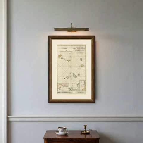 Nautical Chart of Cape Verde Islands by J.W. Norie, 1824 Coastal Map, shown framed on a wall