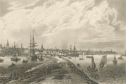 Amsterdam Harbor View: Antique 19th Century Engraving of Maritime Life, close-up 5