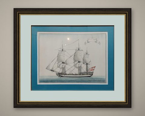 Antique Print of a Vessel 'c.1850', shown framed