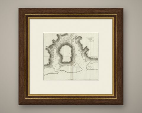 Antique Plan of the Harbour of Taloo by Cook, c.1781, shown framed
