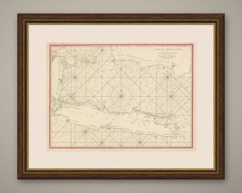 Antique Sea Chart Java Indonesia, Mannevillette Neptune Oriental 1775, shown framed