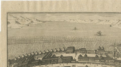 Dejima (Desima) Dutch Trading Post, Nagasaki Japan, VOC Engraving, 1736, close-up 6