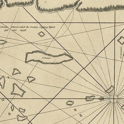 Old Sea Chart of the Tenasserim area, Myanmar 'Burma' in South East Asia, c.1790, close-up 2