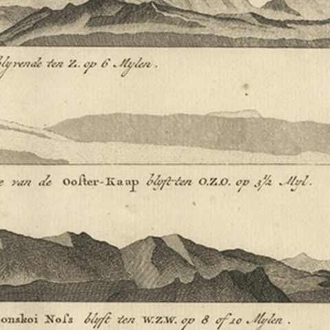 Dutch Antique Engraving with Coastal Views of Asia by Cook, 1803, close-up 2