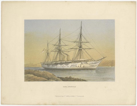 Set of 2 Antique Prints of HMS Ships by Griffin & Co, 1880, view 3