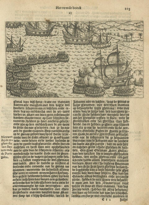 Naval Battle between Dutch and Javanese Fleets near Bantam, Pontanus 1611, close-up 1