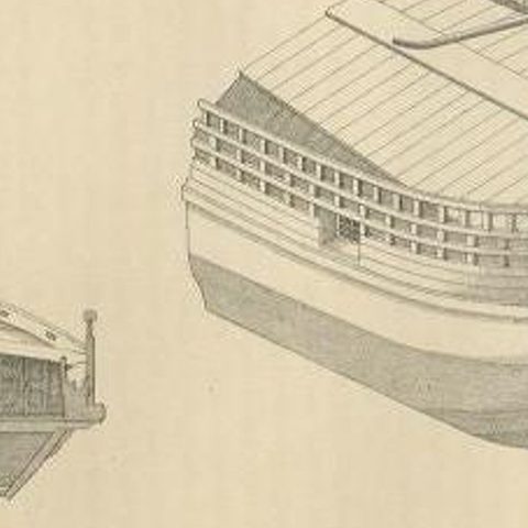 Antique Print of a Japanese Junk Cross Section, 1856, close-up 5