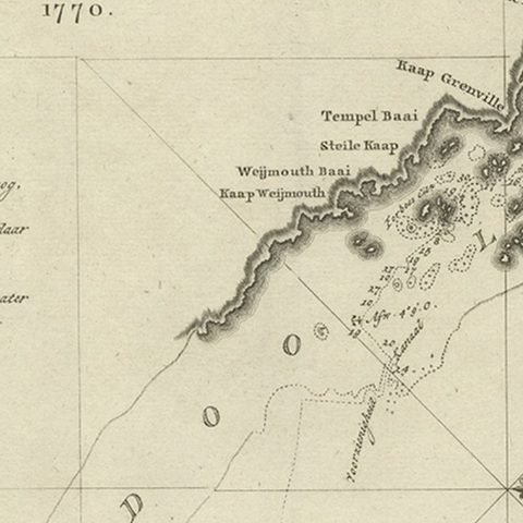 Original Copper Engraving of the Northeast Coast of Australia, 1803, close-up 3