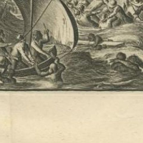 Antique Print of a Shipwreck Near Arrakan in India, 1775, close-up 1