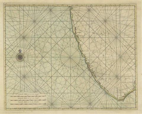 Antique Print of the Malabar Coast of India showing the VOC establishments, 1726, close-up 3